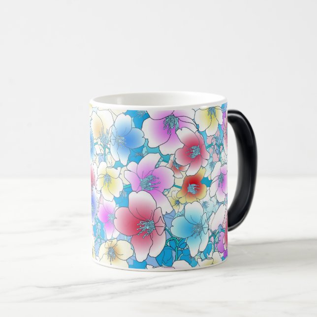 Vibrant Floral Seamless Pattern  Color Morph Mug (Front Right)