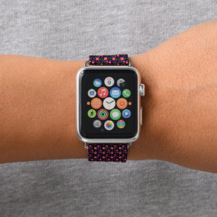 Vibrant Floral Seamless Pattern on deep purple Apple Watch Band