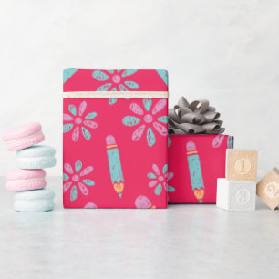 Vibrant Floral Seamless Wrapping Paper for School
