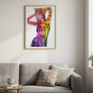 Vibrant Floral Silhouette Collage Poster