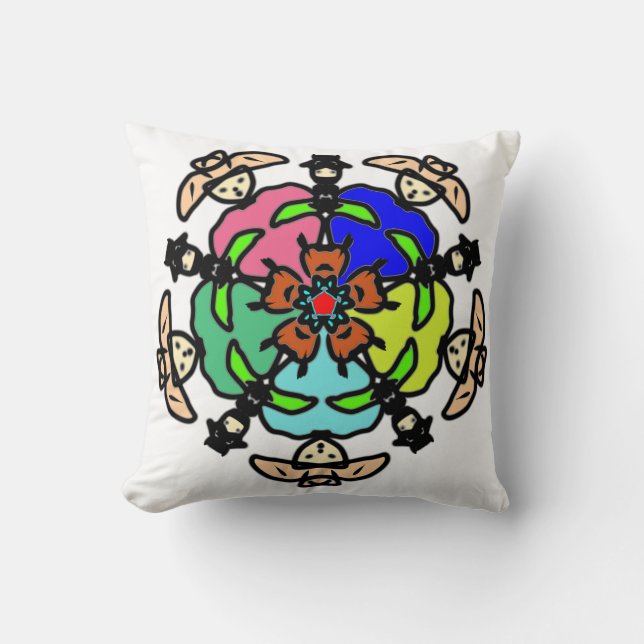 Vibrant Floral Soul Throw Pillow (Front)