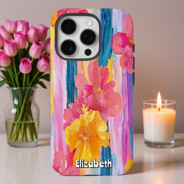 Vibrant Floral Stripes Case-Mate iPhone Case (Creator Uploaded)