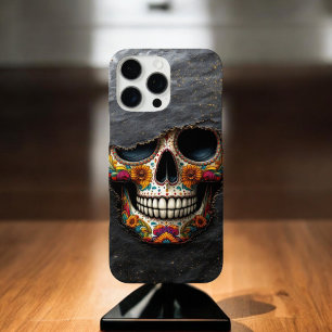 Vibrant Floral Sugar Skull iPhone 16 Pro Max Case