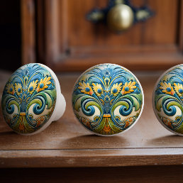 Vibrant Floral Symphony Ceramic Knob Pull