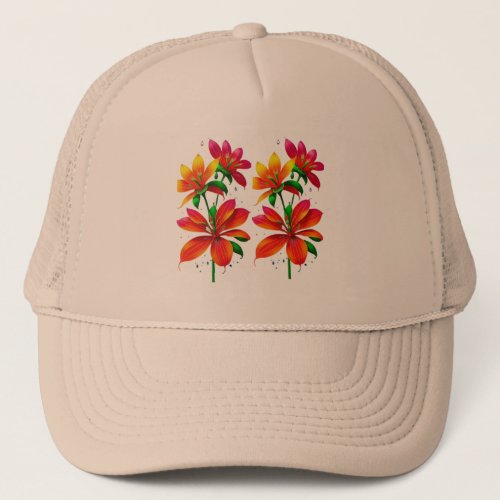 Vibrant Floral Trucker Hat Colorful Flower Design