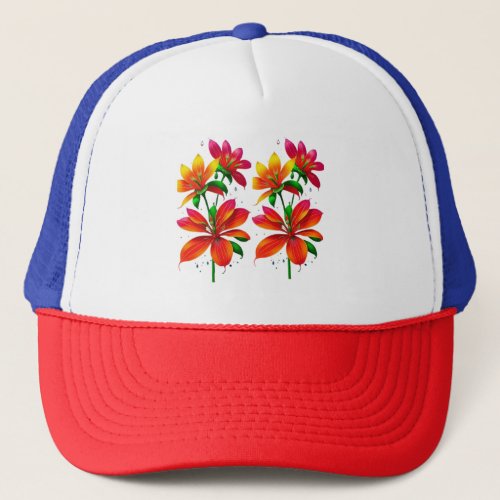 Vibrant Floral Trucker Hat Colorful Flower Design