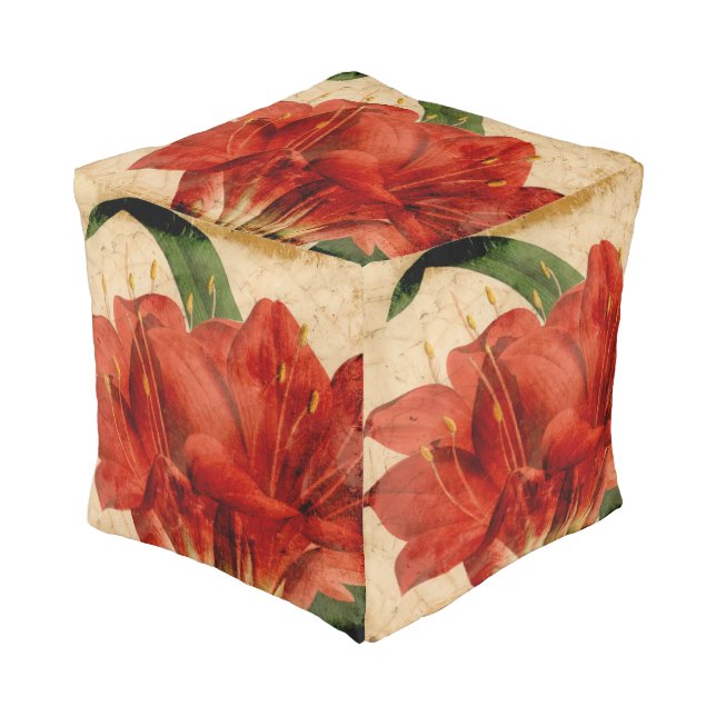 Vibrant Floral VIII Pouf (Angled Front)