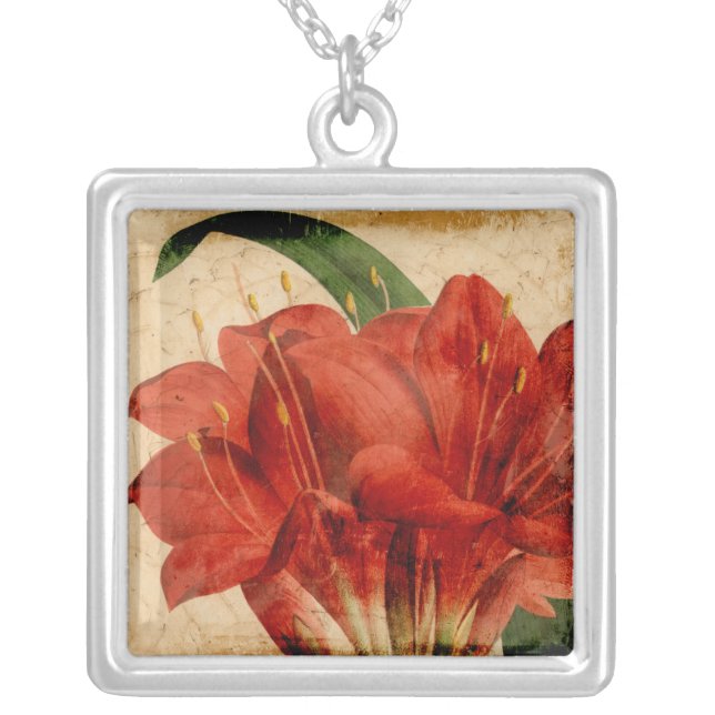 Vibrant Floral VIII Silver Plated Necklace (Front)