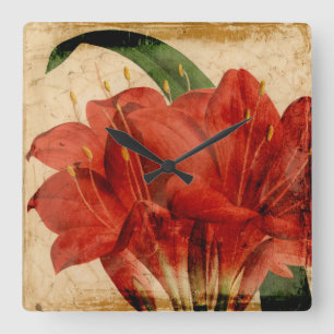 Vibrant Floral VIII Square Wall Clock