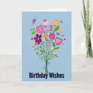 Vibrant Floral Watercolor Happy Birthday Card