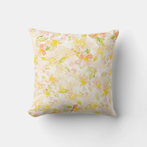 Vibrant floral watercolor pattern throw pillow
