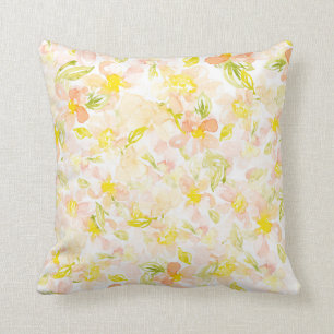 Vibrant floral watercolor pattern throw pillow