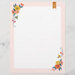 Vibrant Floral Wildflowers & Honey Bee Frame Letterhead<br><div class="desc">Beautiful wildflower & honey bee floral frame letterhead. blush pink boarder with our floral and bee pattern framing the corners of the letter head design. All illustrations contained in floral wildflowers honey bee thank you letterhead,  are hand-drawn original artwork by Moodthology.</div>