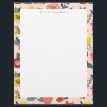 Vibrant Floral Wildflowers & Honey Bee Frame Letterhead<br><div class="desc">Beautiful wildflower & honey bee floral frame letterhead. blush pink boarder with our floral and beee pattern framing the letter head design. All illustrations contained in floral wildflowers honey bee letterhead,  are hand-drawn original artwork by Moodthology.</div>
