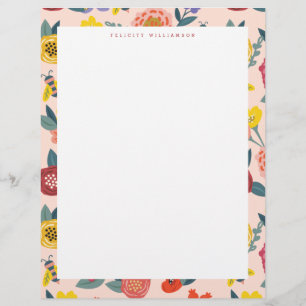 Vibrant Floral Wildflowers & Honey Bee Frame Letterhead