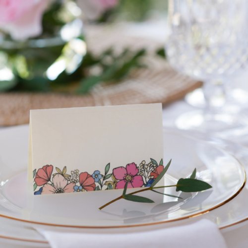 Vibrant Floral with Name  Date Wedding Place Card