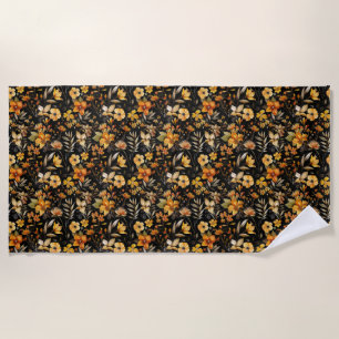 Vibrant Floral With Orange and Yellow Flowers Beach Towel