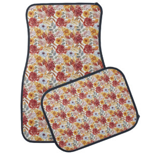 Vibrant Floral With Roses and Sunflowers Car Floor Mat