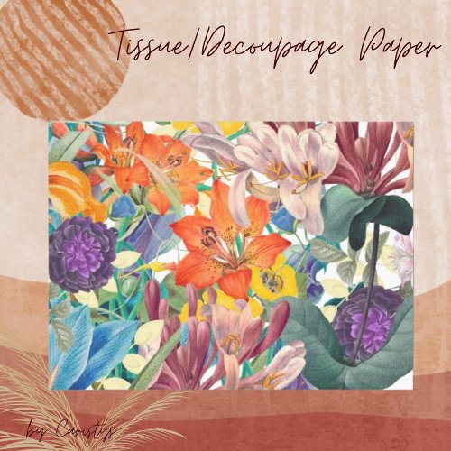 Vibrant Florals Craft Decoupage  Tissue Paper