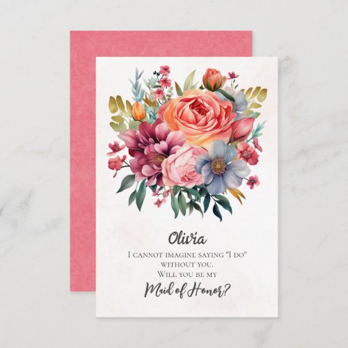 Vibrant Florals Maid of Honor Proposal Invitation