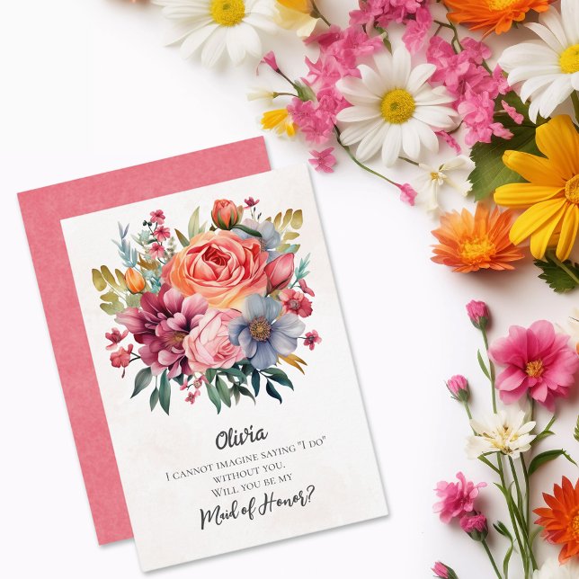 Vibrant Florals Maid of Honor Proposal Invitation (Creator Uploaded)
