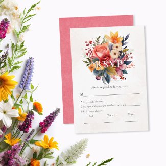 Vibrant Florals Watercolor RSVP