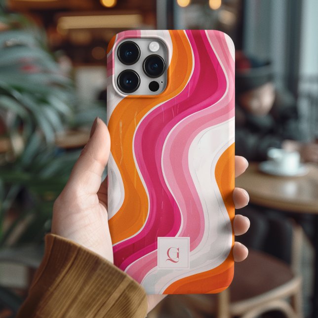 Vibrant Flow | Funky Retro Initial Monogram  Case-Mate iPhone Case (Creator Uploaded)