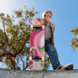 Vibrant Flow | Funky Retro Tropical Monogram Skateboard<br><div class="desc">Make a bold statement with this funky retro skateboard deck, bursting with tropical energy. Featuring hibiscus florals, toucans, and butterflies layered over vibrant pink waves, this design brings serious personality to your ride (or your wall). Add your own monogram to make it uniquely yours! A customizable piece that’s as stylish...</div>
