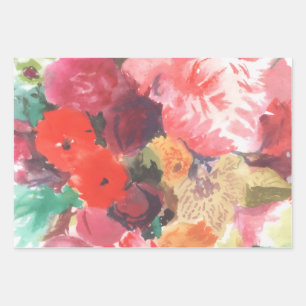 Vibrant Flower Bouquet Wrapping Paper Sheet