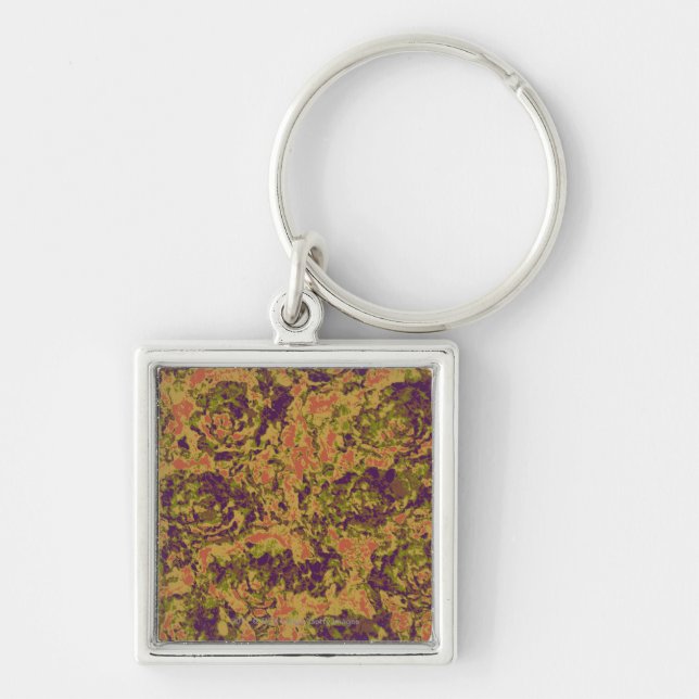 Vibrant flower camouflage pattern keychain (Front)