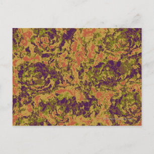 Vibrant flower camouflage pattern postcard