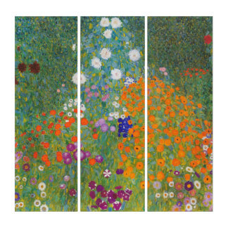 Vibrant Flower Garden - Gustav Klimt Triptych