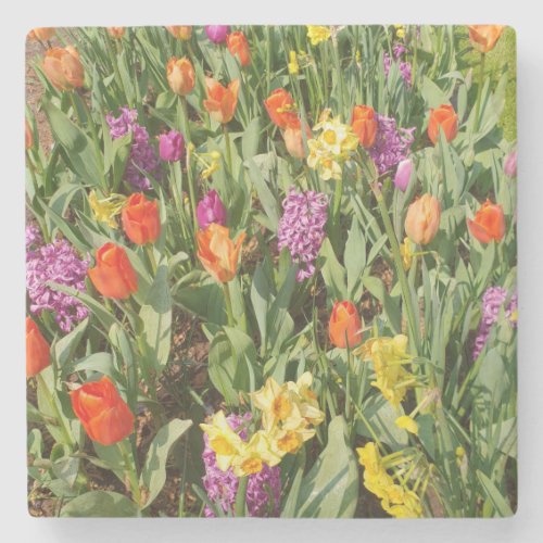 Vibrant Flower Garden Stone Coaster