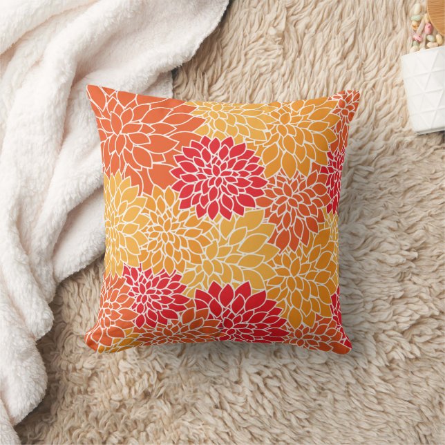 Vibrant Flower Multi-colored  Throw Pillow (Blanket)