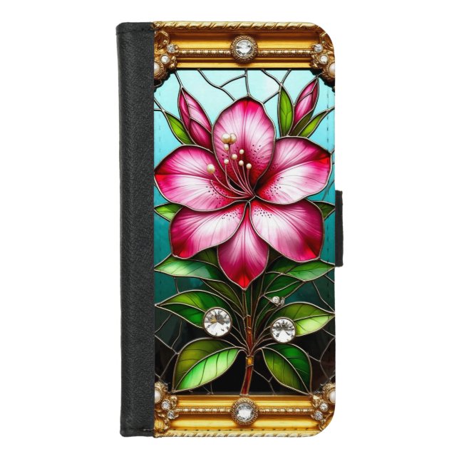 Vibrant Flower Ornately Framed iPhone Wallet Case (Front)