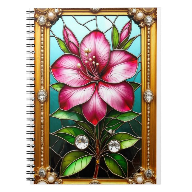 Vibrant Flower Ornately Framed Notebook (Front)