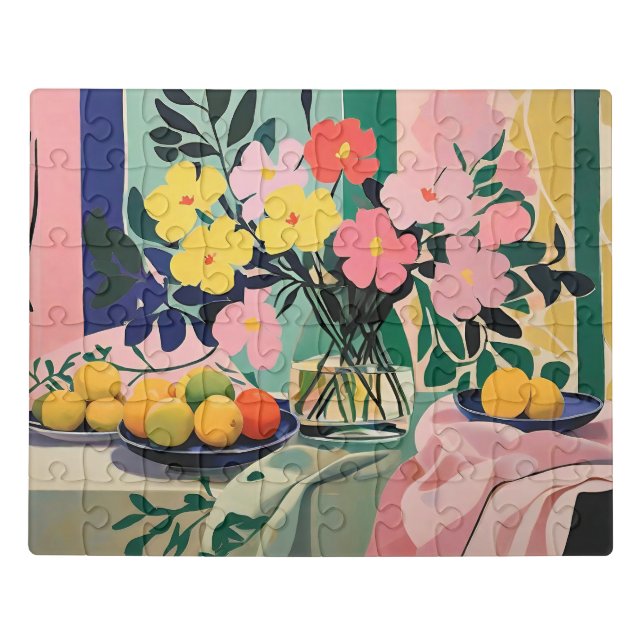 Vibrant Flower Painting Inspired by Matisse  Jigsaw Puzzle (Puzzle Horizontal)