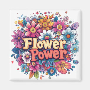 Vibrant Flower Power Design with Colorful Blooms Magnet