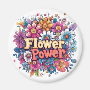 Vibrant Flower Power Design with Colorful Blooms Magnet