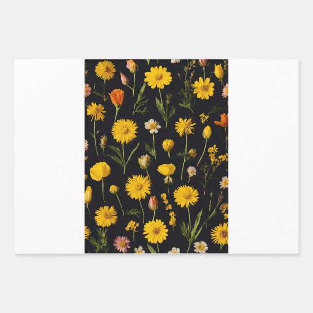 Vibrant flower print wrapping papper paper sheets (Front)