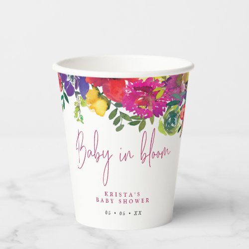 Vibrant Flowers Baby In Bloom Baby Shower Paper Cups