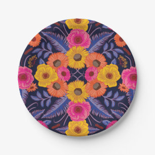 Vibrant Flowers & Ferns Paper Plates