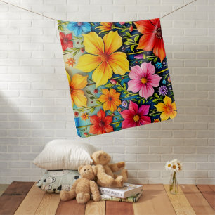 Vibrant Flowers: Garden of Joy Art Baby Blanket