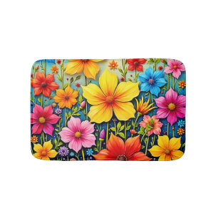 Vibrant Flowers: Garden of Joy Art Bath Mat