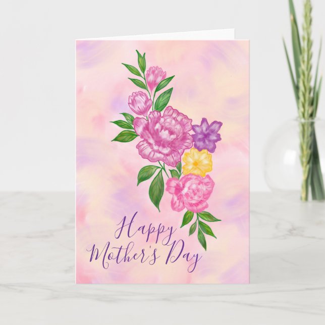 Vibrant Flowers Happy Mother’s Day Card (Front)