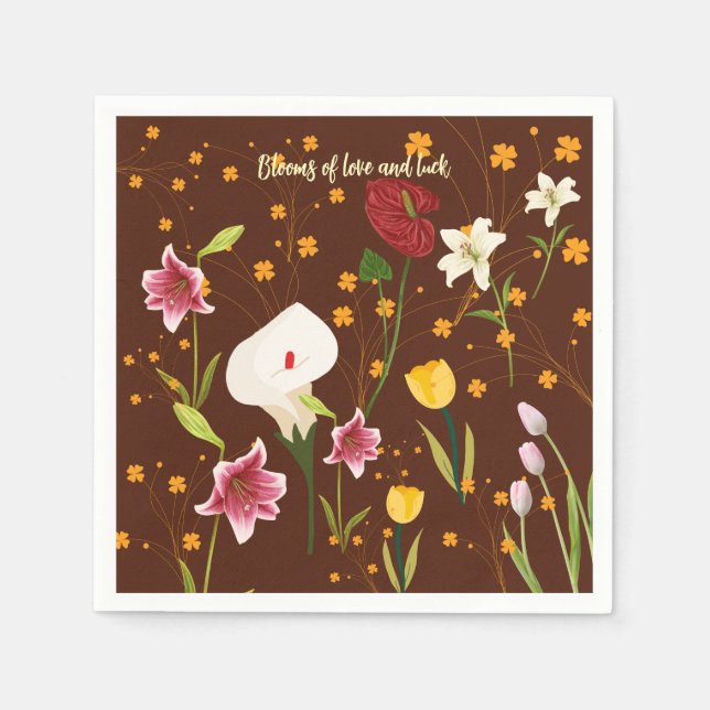 Vibrant Flowers Napkins (Front)