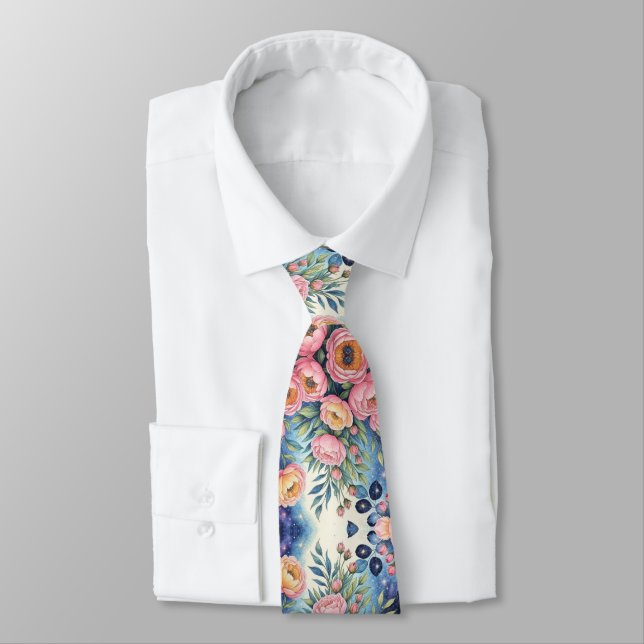 Vibrant Flowers Neck Tie (Tied)