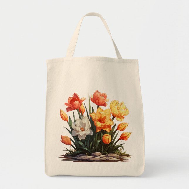 Vibrant Flowers Tote Bag (Front)