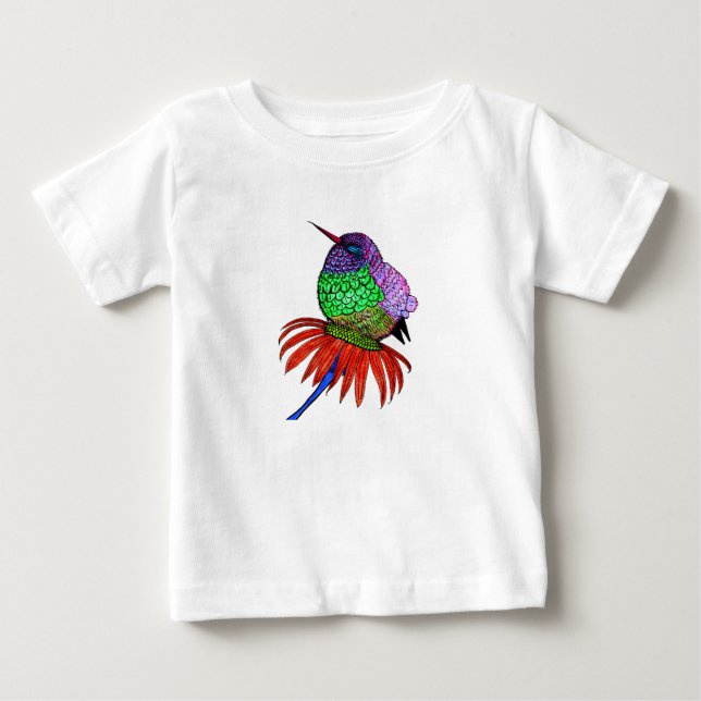Vibrant Fluffy Baby Hummingbird Baby T-Shirt (Front)