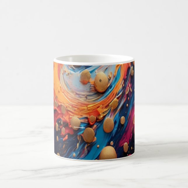 Vibrant Fluid Acrylic Abstract Art Mug Blue and Go (Center)
